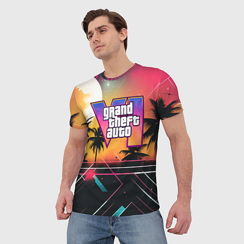 Мужская футболка GTA 6 night logo / 3D-принт – фото 3