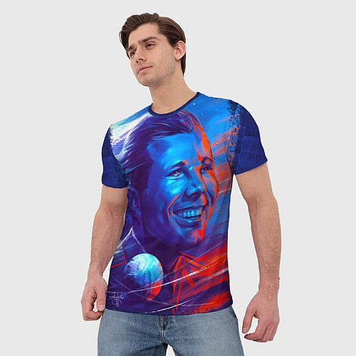 Мужская футболка Улыбка Гагарина / 3D-принт – фото 3