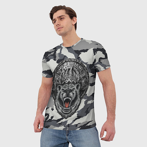 Мужская футболка Медведь милитари - сила в правде / 3D-принт – фото 3