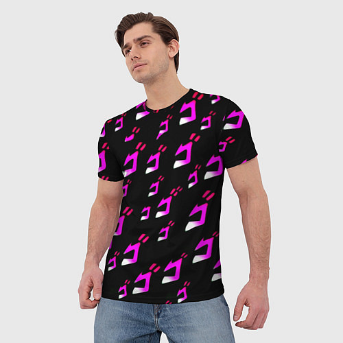 Мужская футболка JoJos Bizarre neon pattern logo / 3D-принт – фото 3