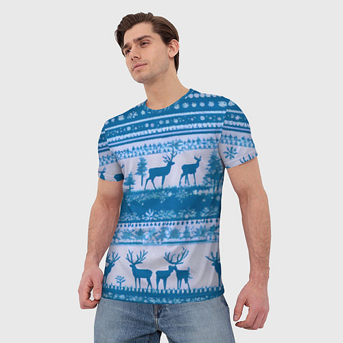 Мужская футболка Синие олени / 3D-принт – фото 3
