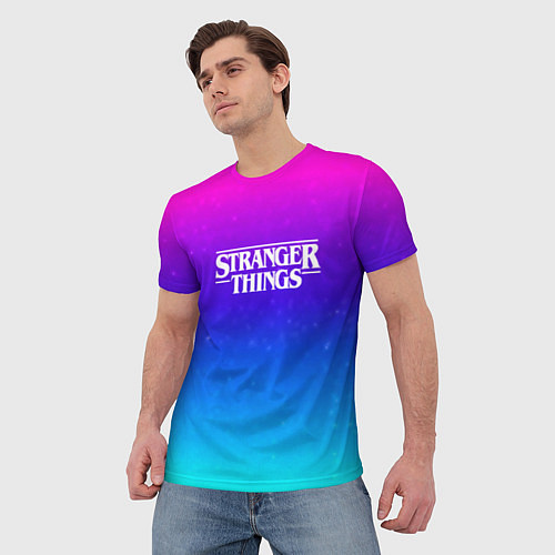 Мужская футболка Stranger Things gradient colors / 3D-принт – фото 3