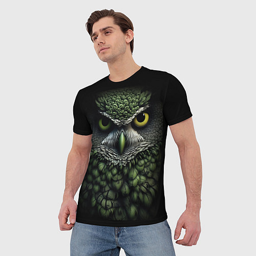 Мужская футболка Зелено черная сова / 3D-принт – фото 3