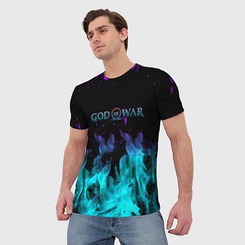 Мужская футболка God of war неоновый шторм / 3D-принт – фото 3