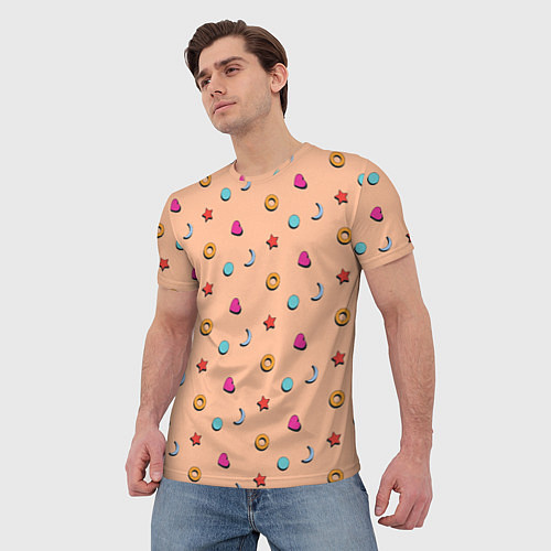 Мужская футболка Узор с сердцем, звездой и кругом / 3D-принт – фото 3
