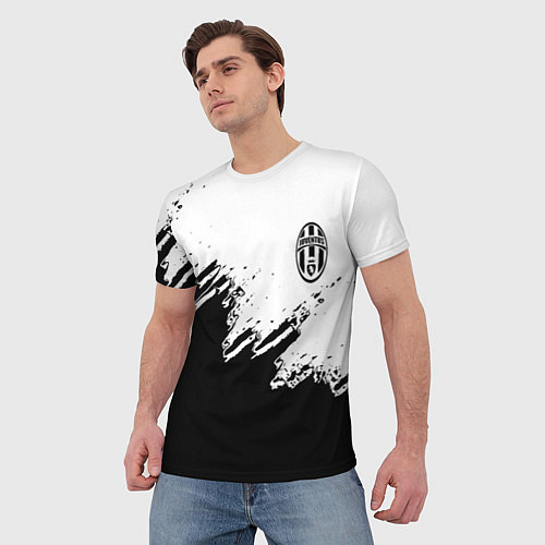 Мужская футболка Juventus black sport texture / 3D-принт – фото 3