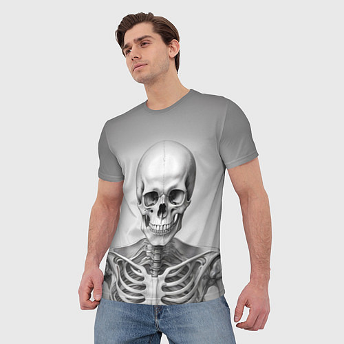 Мужская футболка Скелет черно белый / 3D-принт – фото 3