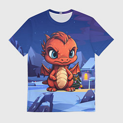 Футболка мужская Забавный красный дракон 2024, цвет: 3D-принт