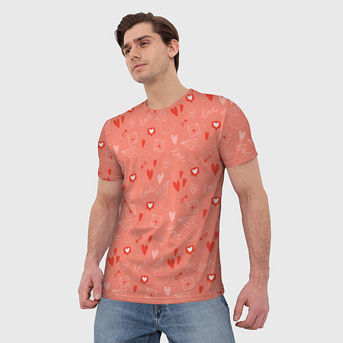 Мужская футболка Love heart message pattern / 3D-принт – фото 3