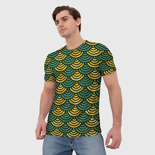 Мужская футболка Чешуя зелёного древесного дракона / 3D-принт – фото 3