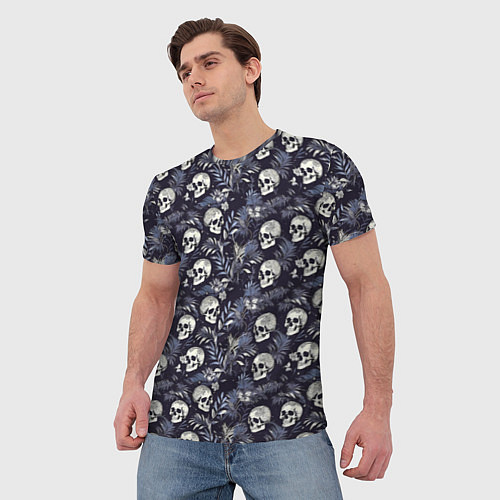 Мужская футболка Черепа и ветви пальмы / 3D-принт – фото 3