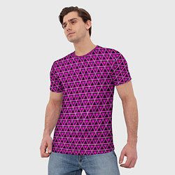 Футболка мужская Розовые и чёрные треугольники, цвет: 3D-принт — фото 2