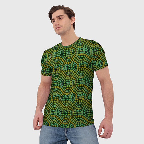 Мужская футболка Салатовый витражный паттерн / 3D-принт – фото 3