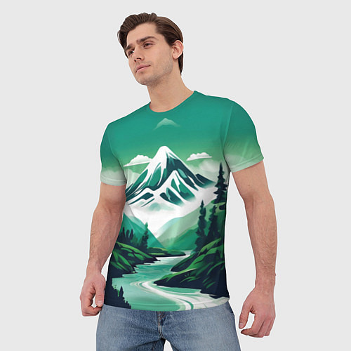 Мужская футболка Графический пейзаж Камчатки / 3D-принт – фото 3