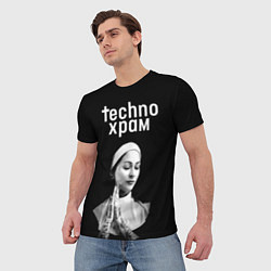 Футболка мужская Techno храм монашка в татуировках, цвет: 3D-принт — фото 2