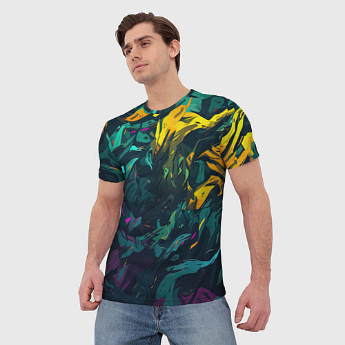 Мужская футболка Абстрактный камуфляж в кислотных абстрактных пятна / 3D-принт – фото 3