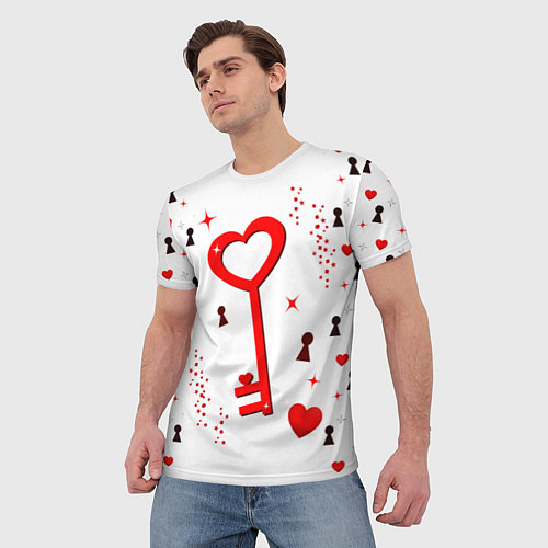 Мужская футболка Сердечный ключик / 3D-принт – фото 3