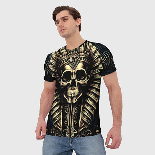 Мужская футболка Золотой череп Египетского фараона / 3D-принт – фото 3