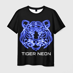 Футболка мужская Tiger neon art, цвет: 3D-принт