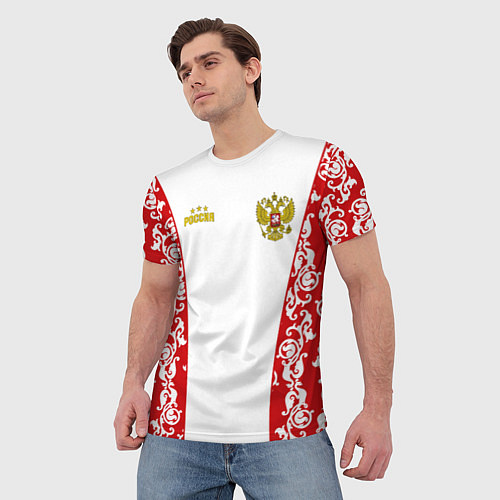Мужская футболка Сборная России с узором / 3D-принт – фото 3