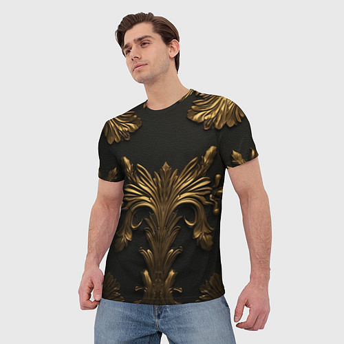 Мужская футболка Темные золотые узоры / 3D-принт – фото 3