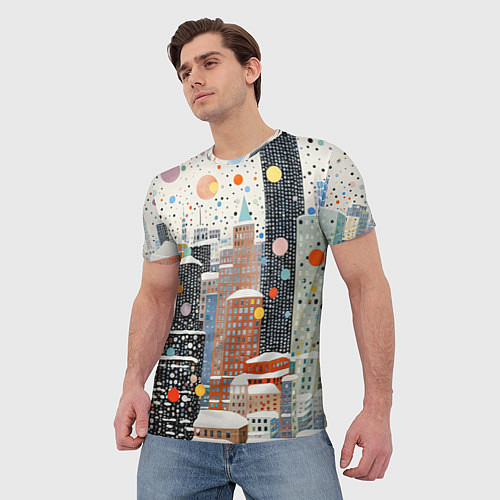 Мужская футболка Новогодний город / 3D-принт – фото 3