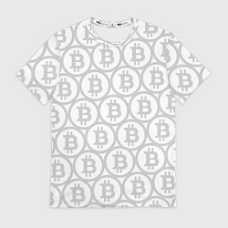Футболка мужская Биткоин патерн на белом фоне, цвет: 3D-принт