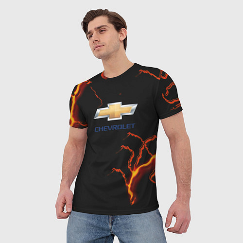 Мужская футболка Chevrolet лого шторм / 3D-принт – фото 3