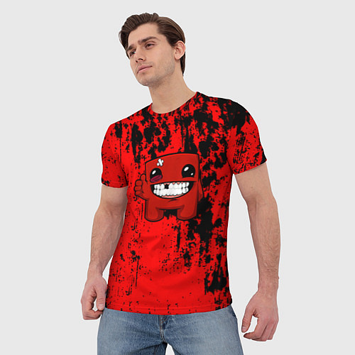Мужская футболка Super Meat Boy краски / 3D-принт – фото 3