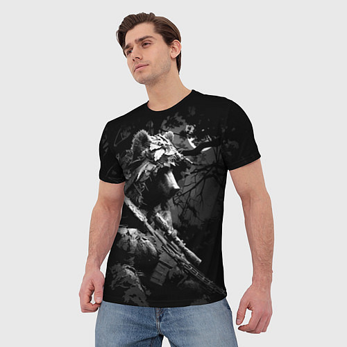 Мужская футболка Медведь ночной снайпер / 3D-принт – фото 3