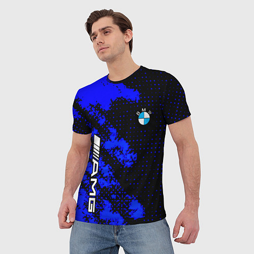 Мужская футболка BMW sport amg colors blue / 3D-принт – фото 3