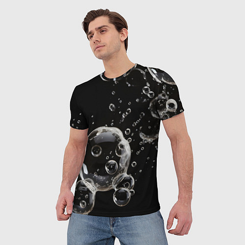 Мужская футболка Пузыри на черном / 3D-принт – фото 3