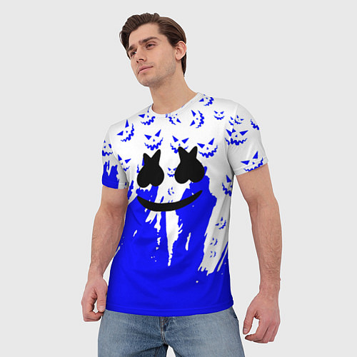 Мужская футболка Marshmello dj blue pattern music band / 3D-принт – фото 3
