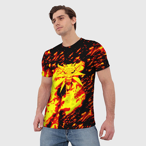 Мужская футболка Ведьмак огненное лого / 3D-принт – фото 3