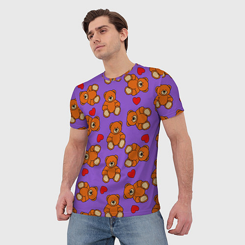 Мужская футболка Игрушечные мишки и сердца / 3D-принт – фото 3