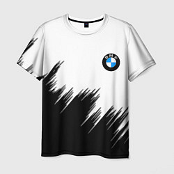 Футболка мужская BMW чёрные штрихи текстура, цвет: 3D-принт