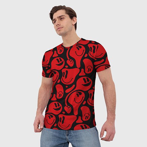 Мужская футболка Красные смайлы / 3D-принт – фото 3