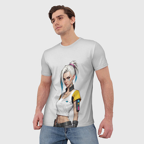 Мужская футболка Девушка в белом топе Cyberpunk 2077 / 3D-принт – фото 3