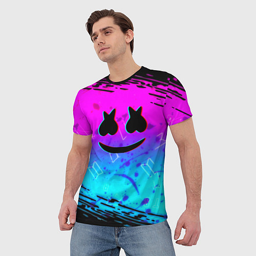 Мужская футболка Маршмэллоу x бтс неоновый стиль / 3D-принт – фото 3