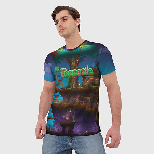 Мужская футболка Terraria big tree / 3D-принт – фото 3