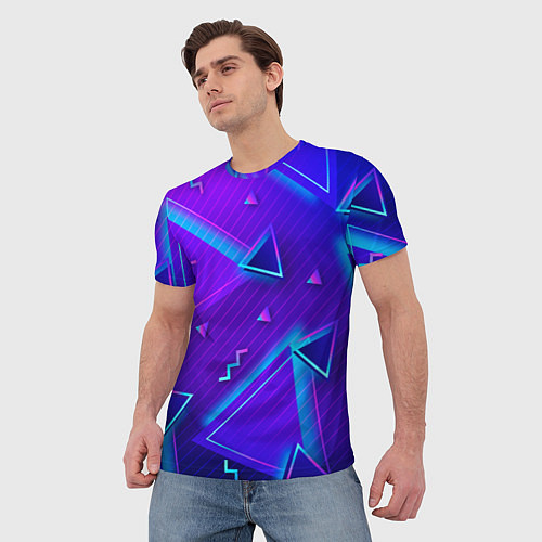 Мужская футболка Neon Pattern colored / 3D-принт – фото 3
