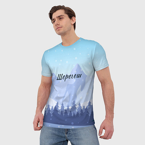 Мужская футболка Шерегеш горы пейзаж / 3D-принт – фото 3
