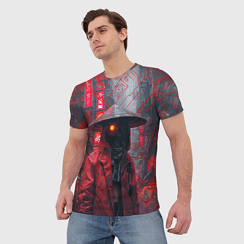 Мужская футболка Киборг в шляпе Нон Ла / 3D-принт – фото 3
