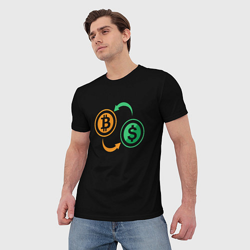Мужская футболка Криптовалюта биткоин и доллар / 3D-принт – фото 3