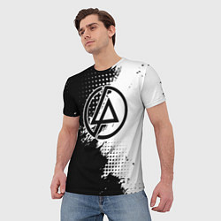 Футболка мужская Linkin park - черно-белая абстракция, цвет: 3D-принт — фото 2