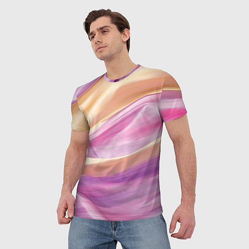 Мужская футболка Нежный розовый и желтый / 3D-принт – фото 3