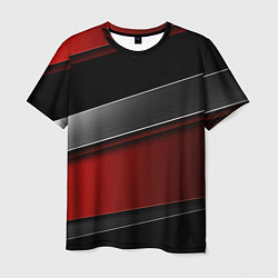 Футболка мужская Красный серый и черный, цвет: 3D-принт