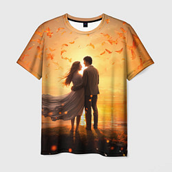 Футболка мужская Влюбленная пара на закате, цвет: 3D-принт