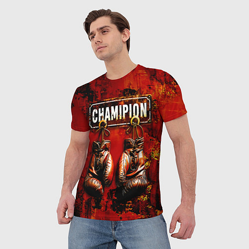 Мужская футболка Champion boxing / 3D-принт – фото 3