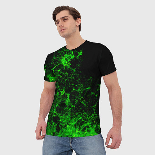 Мужская футболка Неоновый зеленый дым / 3D-принт – фото 3
